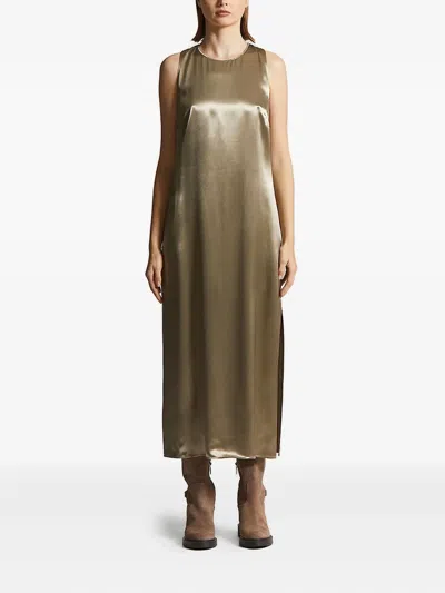 Peserico Embellished Side-split Midi Dress In Gold