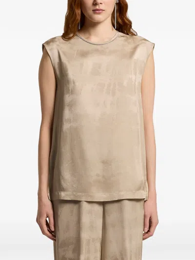 Peserico Embellished Sleeveless Top In Brown