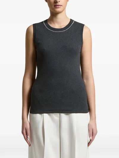 Peserico Embellished Sleeveless Top In Gray