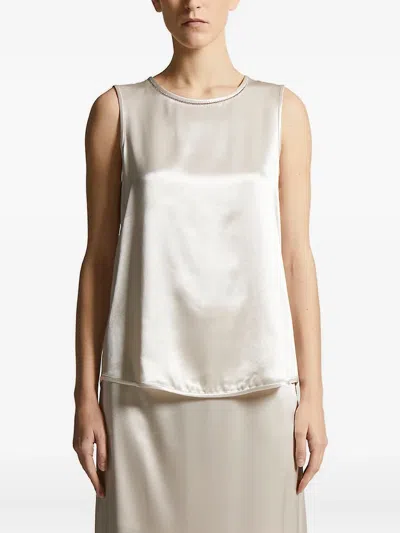 Peserico Embellished Sleeveless Top In Neutral