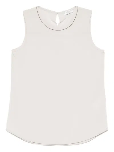 Peserico Embellished Sleeveless Top In White