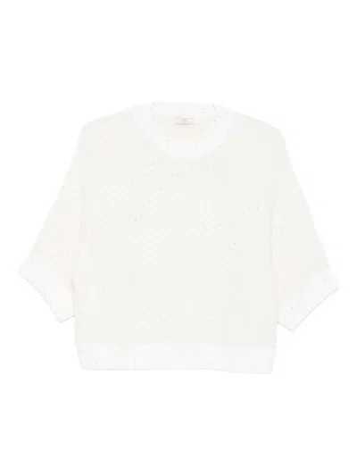 Peserico Embellished Sweater In White