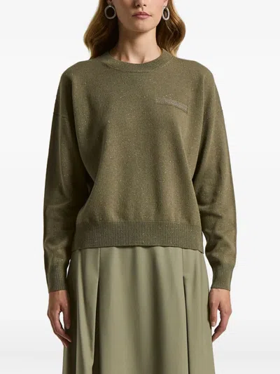 Peserico Embellished Sweater In Green