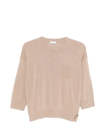Peserico Embellished Sweater In Neutral