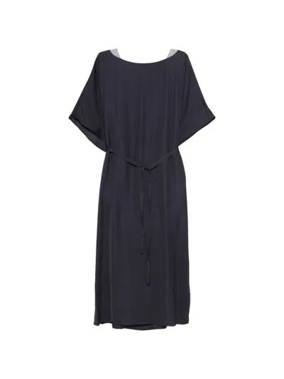 Peserico Embellished Tie Dress In Blue