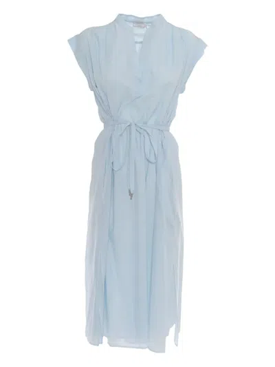 Peserico Embellished Waist-tie Midi Dress In Blue