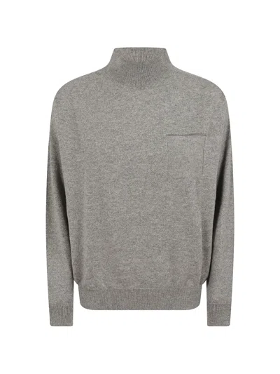 Peserico Embellished-pocket High-neck Sweater In Gray
