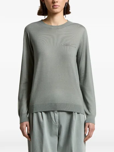 Peserico Embellished-pocket Sweater In Green