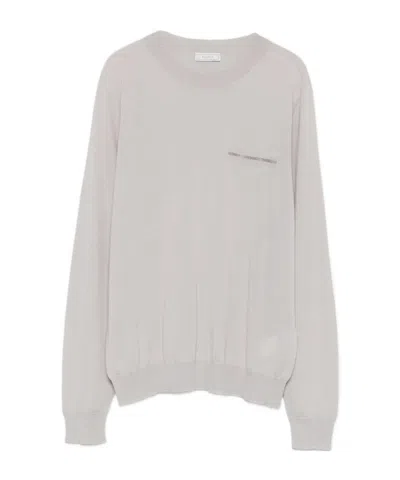 Peserico Embellished-pocket Sweater In Gray