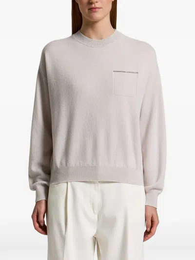 Peserico Embellished-pocket Sweater In Neutral