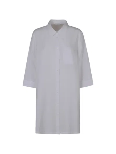 Peserico Embellished-pocket Three-quarter-sleeve Shirt In Gray