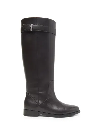 Peserico Embellished-strap Leather Boots In Brown