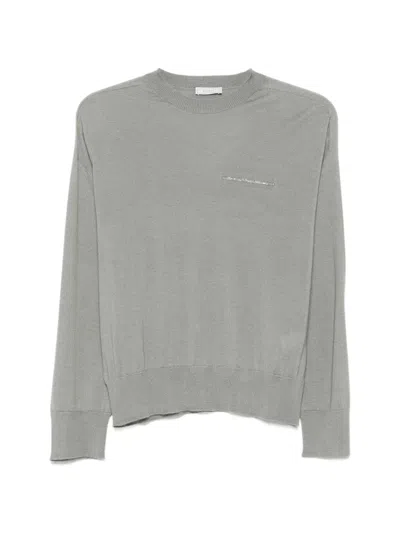 Peserico Embellished-trim Long-sleeve T-shirt In Gray