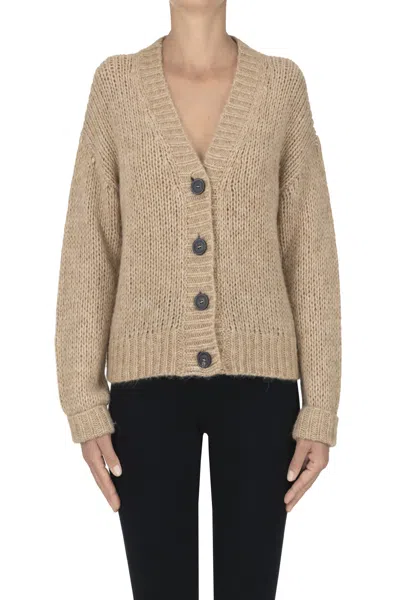 Peserico Embroidered Back Cardigan In Neutral