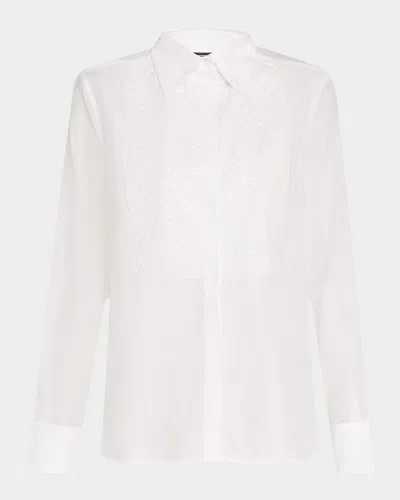Peserico Embroidered Sequin Bib Shirt In White