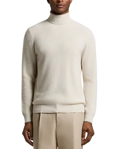 Peserico Ribbed Roll-neck Sweater In White
