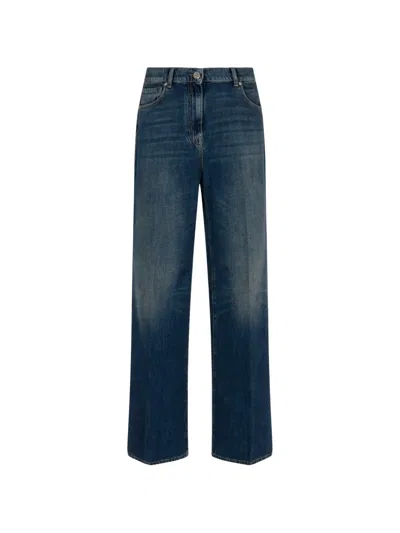 Peserico Faded Straight-leg Jeans In Blue