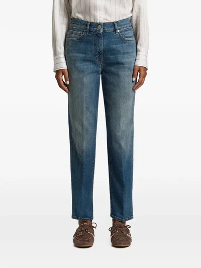 Peserico Faded-effect Straight-leg Jeans In Blue