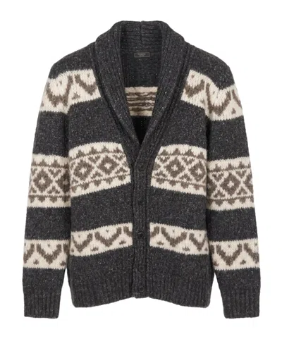 Peserico Patterned-intarsia Shawl-collar Cardigan In Gray
