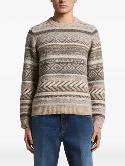 Peserico Fair Isle-knit Sweater In Brown