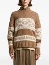 Peserico Fairisle-pattern High-neck Sweater In Brown