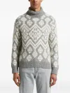 Peserico Fairisle-pattern Turtleneck Sweater In Gray