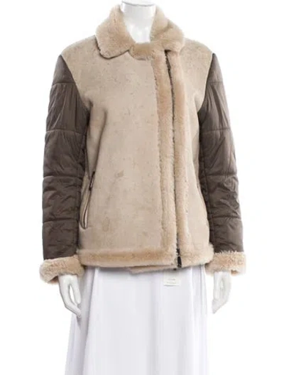Pre-owned Peserico Faux Fur Jacket In Neutral