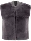 Shop Peserico Faux-fur Knitted Vest In Grau