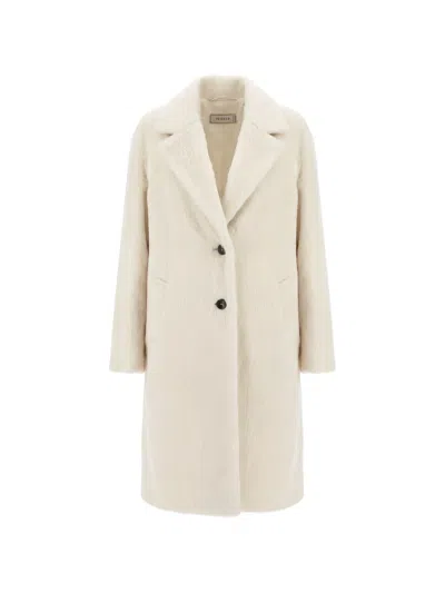 Peserico Faux-fur Single-breasted Coat In Neutral