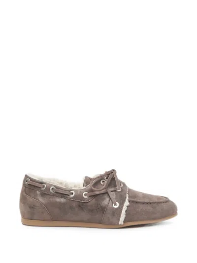Peserico Faux-fur-lined Suede Loafers In Brown