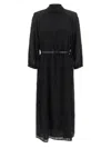 Peserico Textured Dress With Belted Waist And Sleeves In Black