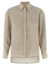 Peserico Textured Fabric Shirt Featuring Pointed Collar In Neutral