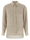 Peserico Textured Fabric Shirt Featuring Pointed Collar In Gray