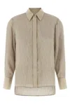 Peserico Textured Fabric Shirt Featuring Pointed Collar In Nude