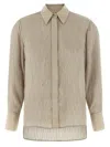 Peserico Textured Fabric Shirt Featuring Pointed Collar In Gray