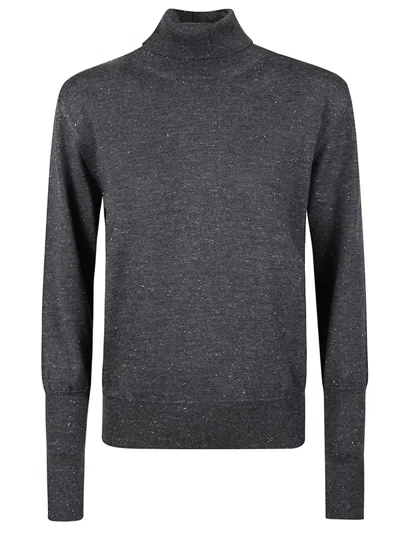 Peserico Fine Grey Wool Turtleneck Sweater In Gray