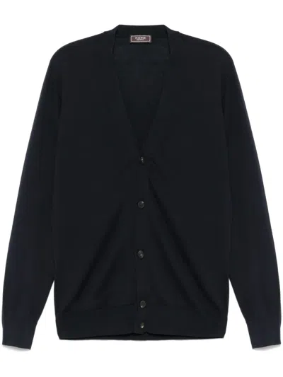 Peserico Fine-knit Cardigan In Blue