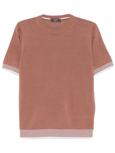 Peserico Fine-knit T-shirt In Brown