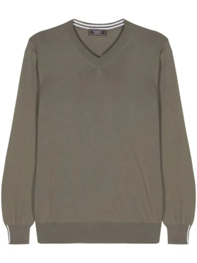 Peserico Fine-ribbed Cotton Jumper In Grey
