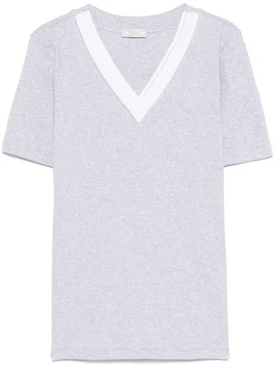 Peserico Fine-ribbed T-shirt In Grey