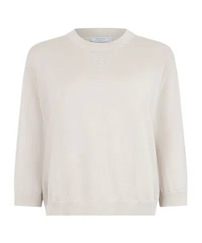 Peserico Fine-knit Crew-neck Sweater In White