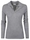 Peserico Long-sleeved Polo Shirt In Gray