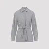 Peserico Pointed Collar Stone Grey Virgin Wool Flannel Shirt In Gray