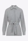 Peserico Light Grey Wool Blend Shirt With Classic Collar And Waist Belt In Gray
