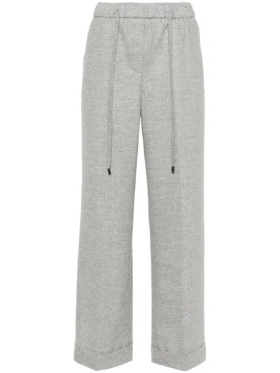 Peserico Flannel Track Trousers In Gray