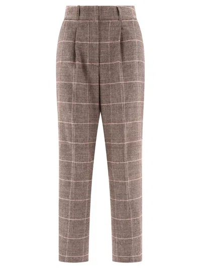 Peserico Flannel Trousers Brown In Gold