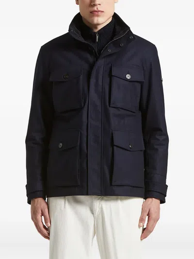 Peserico Flap-pocket Field Jacket In Blue