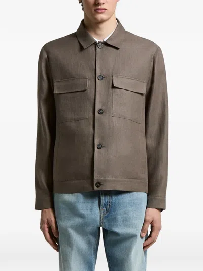 Peserico Flap Pocket Jacket In Brown
