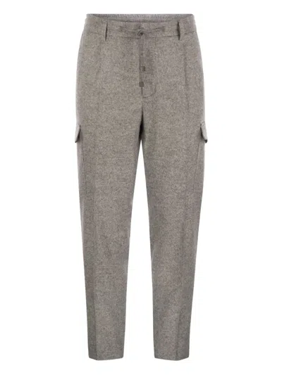Peserico Flannel Cargo Trousers In Gray