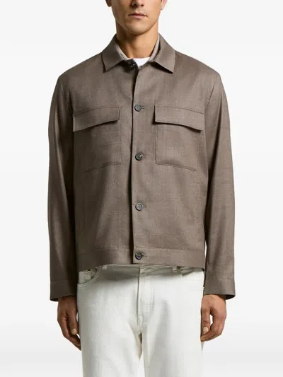 Peserico Flap-pocket Jacket In Brown